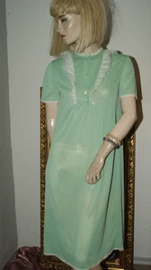 Vintage Maxi Negligee * Nachtkleid * Nachthemd mint charmant Rüschenvolants 40 - Bild 1 von 4