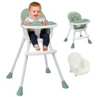 LALAHO 3-in-1 Baby High Chair, Portable Adjustable,Removable Dual-Layer Tray