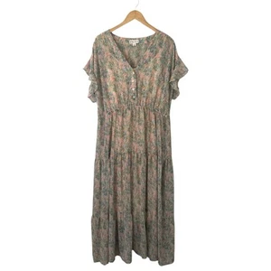 Ava & Viv Maxikleid Ditsy Blumen transparent Stufen bunt Plus 1X Cottagecore - Bild 1 von 9