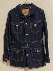 Womens Levi's Type 1 Long Iconic 1970's Style Denim Jacket Medium - Picture 1 of 4