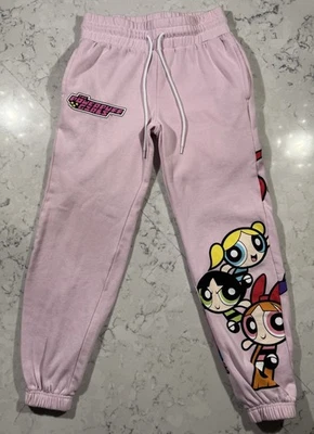 Powerpuff Girls Womens Sweatpants Joggers Size XS Pink Fleece Cartoon Network - Image 1 of 4