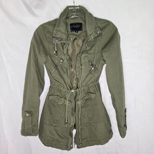 MISS LONDON Jacke Cinch Taille viele Taschen Militär Armee grün Damen Größe Small - Bild 1 von 11