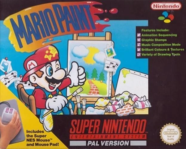 Mario Paint With Mouse - SNES Super Nintendo NES Kids Adventure Video Game Boxed - Image 1 of 1