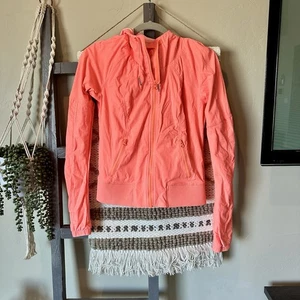 Lululemon Street To Studio Jacket Coral Orange Zip Hoodie Jacket  Size 4 #297 - Picture 1 of 8