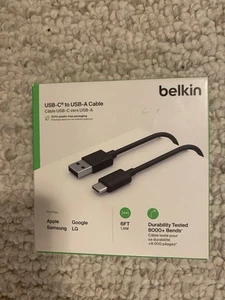 Belkin Universal USB-C to USB-A Cable 6 Feet Black New - Picture 1 of 2