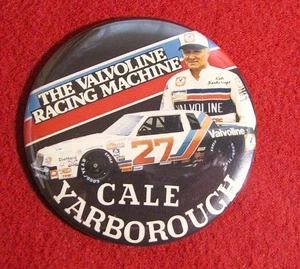 1980's Cale Yarborough 3 1/2" Pinback Button The Valvoline Racing Machine - Picture 1 of 2