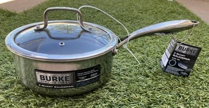 David Burke 8” Geo Clad Series 3 Quart Saucepan w/ Lid Non-Stick Stainless Steel - Picture 1 of 6