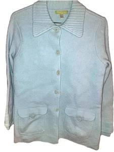 Sigrid Olsen maglione giacca lana taglia grande blu donna - Foto 1 di 12