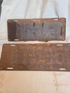 1916 New York License Plate Pair - Original Paint Condition - Picture 1 of 1