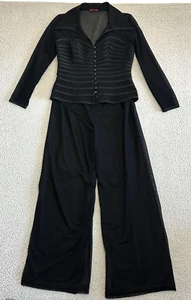 Tadashi /JS collections Corset Top Pants Sz 8 Palazzo Sheer Black Canada Made - Picture 1 of 22