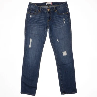 Cabi Slim Boyfriend Jeans 8 (33x29.5) Distressed Blue Low Mid Womens - Image 1 of 4