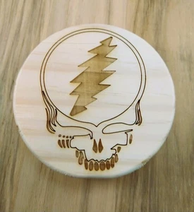 Wood Box Inlay Pill Trinket Secret Stash Laser Carved Magnetic Close - Picture 1 of 4