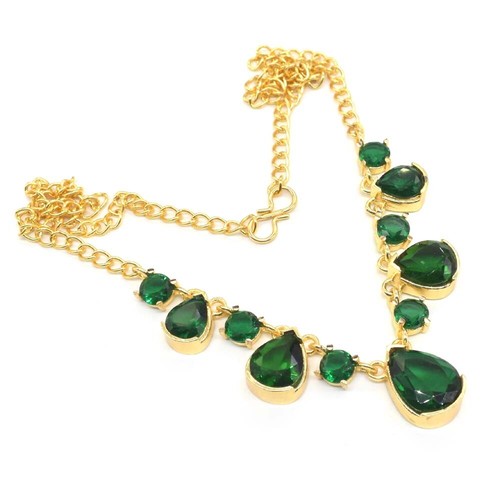 CHROME HEARTS Splendida Collana Matrimonio Gioielli Cromo Diopside Quarzo Placcato Oro 18" I151