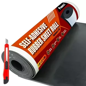 Neoprene Rubber Sheet Roll 1/16" Thick x 12" W x 10' L Adhesive Back w/ Knife - Picture 1 of 6