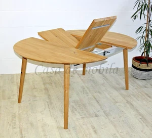 Massivholz Ausziehtisch 120x120cm rund Wildeiche geölt Esstisch Tisch ausziehbar - Bild 1 von 9