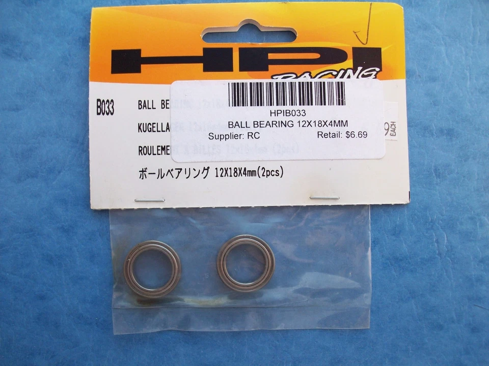 GENUINE HPI RACING 033 BALL BEARING 12X18X4mm (2) B033 NIP - Image 1 of 1