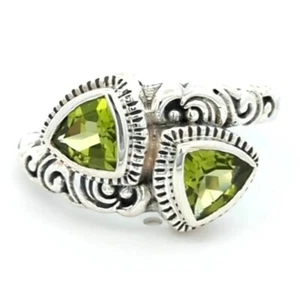 Video Samuel B 925 Sterlingsilber natürlicher Peridot Bypass Ring Designer  - Bild 1 von 3