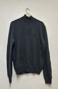 HUGO BOSS men’s "black" label 1/4 zip wool gray Sweater Sz M read description - Picture 1 of 10