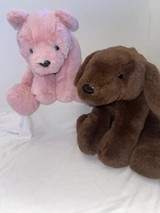 Gund Floppy großer rosa Bär und großer brauner Welpe Hund superweiche Stofftiere - Bild 1 von 9