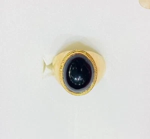 12zkSolid Yellow Gold Cluster Ring With Natural Oval Black Garnet 9.7GM Size 9.5 - Picture 1 of 12