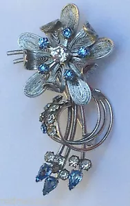 ❤️Carl-Art Sterlingsilber Strass filigran Retro signierte Blumenbrosche Pin❤️ - Bild 1 von 11
