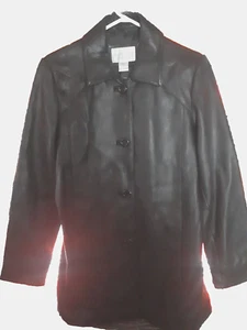 WORTHINGTON Vintage Lambskin Jacket Women's SIZE Small Black Lambskin Collared - Picture 1 of 2