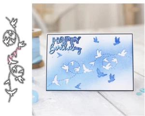 Vogellinie Schneiden Metall Stanzen Prägung Schablone für Scrapbooking Zum Selbermachen Album Karte UK - Bild 1 von 7