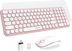 XTREMTEC Kabellose Tastatur-Maus-Set, Retro Runde Schreibmaschine Tastatur, Slim - Bild 1 von 12