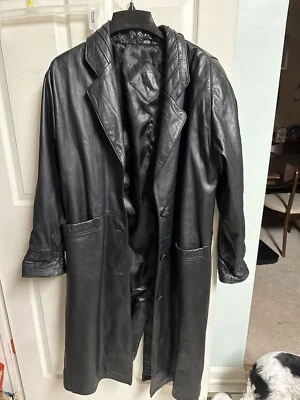Jacqueline Ferrar Maxi Coat Tooled Leather 90's Lined Womens Med Trench Duster - Image 1 of 4