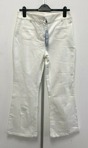 NEW M&S Per Una Marks & Spencer UK12L Eur40L US8L off-white flared stretch jeans - Picture 1 of 12