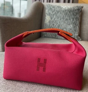 NEU HERMES Bride a Brac PM kleine Handtasche Hibiskus rosa bordeaux orange Canvas - Bild 1 von 7