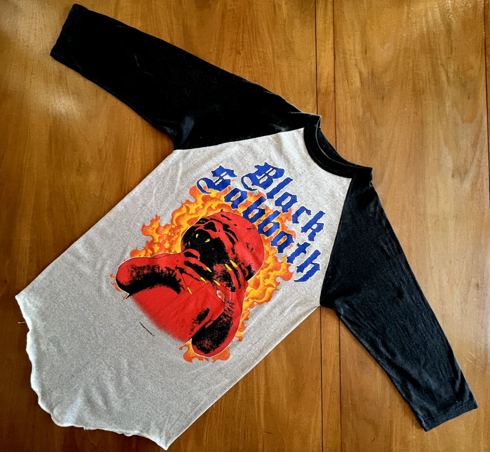 ORIGINAL OWNER! Black Sabbath 1983 Born Again Tour Vintage Raglan T Shirt  - Image 1 of 4