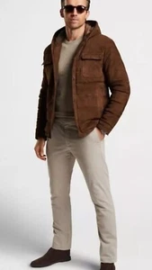 NWT PETER MILLAR Excursionist Flex Suede Bomber Jacket in Espresso Size M $2295 - Picture 1 of 10