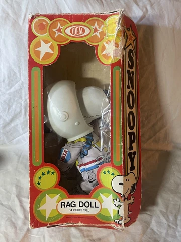 Vintage Ideal Astronaut SNOOPY 14" RAG DOLL In Original Box Peanuts Cover