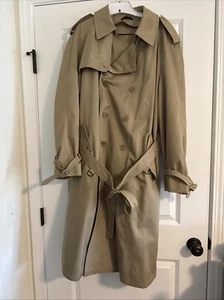 VTG 70s 80s Oleg Cassini Mens Size 42R Weather Ready Trench Coat Zip Out Lining - Picture 1 of 9