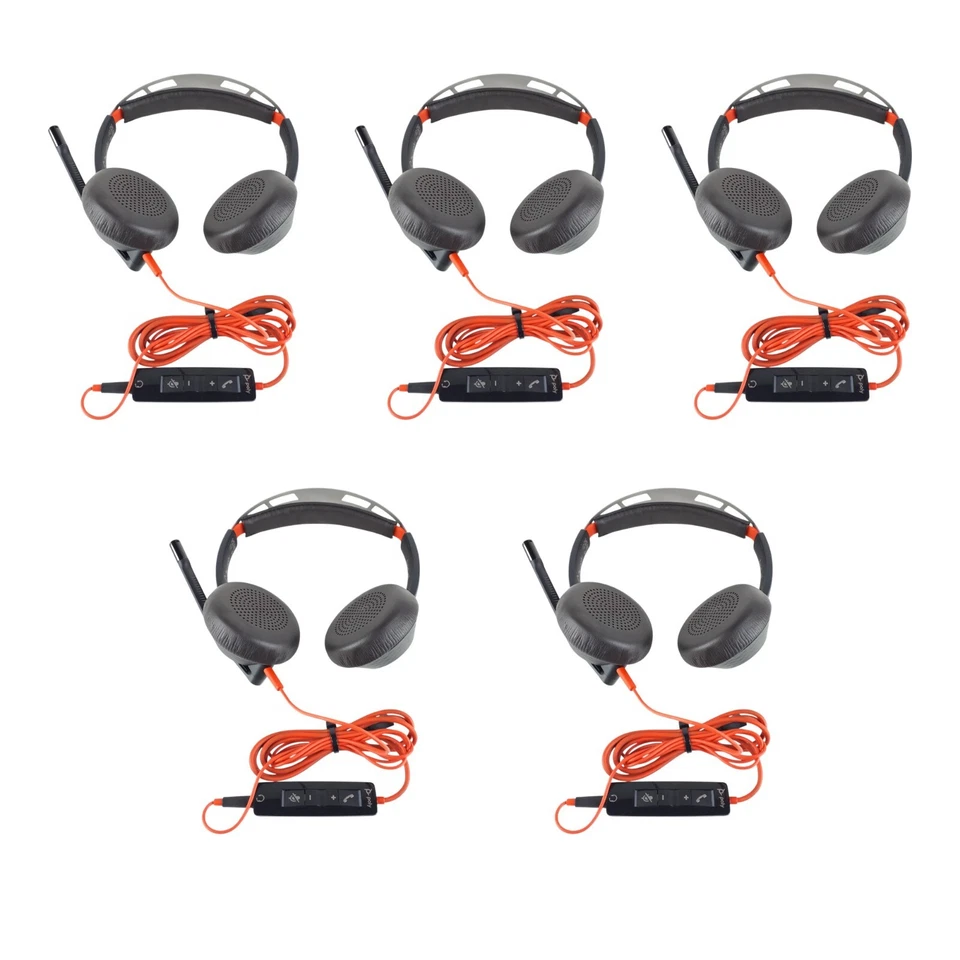 Plantronics Poly C5220T Dual Headset W/C5220 USB-C Adapter Lot of 5 E6123 - Image 1 of 4