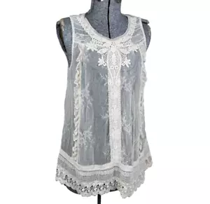 Anthropologie Moulinette Soeurs Lace Crochet Tunic Overlay Size 4 Ivory Blouse - Picture 1 of 6