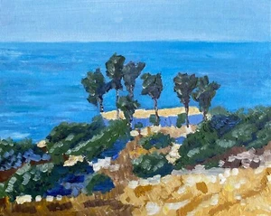 Oil Painting. Spectacular Modern Art. Original. Sunset Cliffs Scene. Fine Art - Picture 1 of 4