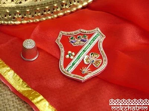 Beaded Shield Goldwork Coilwork Zardozi Applique Patch MA786 - Picture 1 of 4