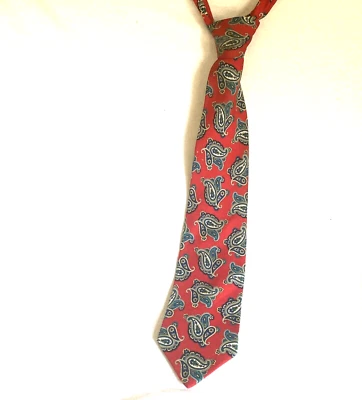 Галстук Leonardo Strelli 3,5 дюйма ширина 61 дюйм длина ретро красный шелк пейсли сделано в Италии - Изображение 1 из 4