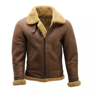 Herren B3 Bomber Flight Shearling Lammfell Lederjacke - Bild 1 von 5