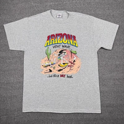 Vintage Arizona Heat Wave T-Shirt Men's Large gray Funny Dry Heat Surfwear 90s - Image 1 of 4