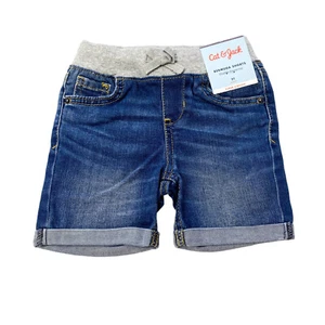 Cat & Jack Toddler Girls Size 2T Pull-On Bermuda Jean Shorts Stretch Medium Blue - Picture 1 of 7