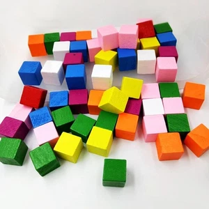 50pcs Assorted Wood Blocks Cube Embellishments For DIY 15mm - Picture 1 of 7