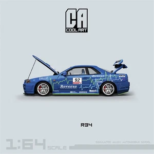 COOL ART 1:64 Nissan R34 Blue#92 Diecast Model Car - Picture 1 of 9