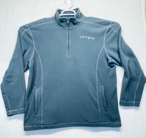 Life Is Good Fleece Jacket Sweater Mens L Gray 1/4 Zip Fleece Heavyweight Warm - Picture 1 of 21