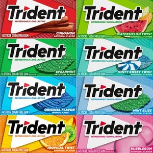 Chicle Trident Canela, menta verde, original, tropical, sandía, 14 unidades - Imagen 1 de 17