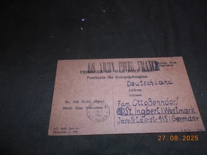 US Army PWIB France Kriegsgefangenenkarte WW2 ca. 1944 deutscher Soldat - Picture 1 of 2