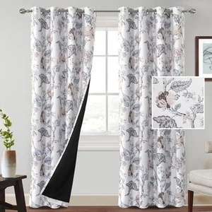 Blackout Curtains 84 Inch Length 2 Panels Set Floral Bedroom Curtains Printed... - Picture 1 of 7