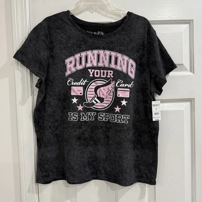 NWT Wound Up T Shirt Women XL 16-18 Black Gray Pink Graphic T - Image 1 of 4